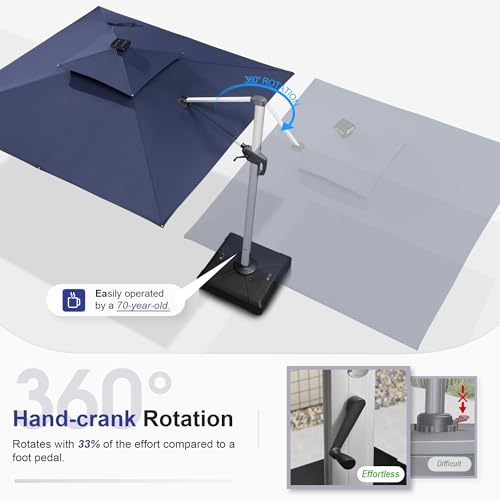 Image of PURPLE LEAF Patio Umbrella 9' X 12' Double Top Solar LED Light, Navy Blue