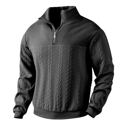 Men's Long Sleeved Sweaters with A Quarter Zipper Design Winter Warm Jumpers are Fashionable and Versatile Tops