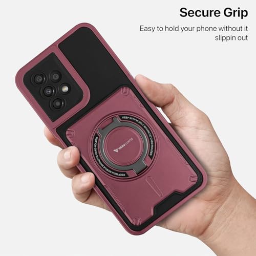 Image of Vaku Luxos Axion Armor Military Grade TPU Back Cover Case for Samsung Galaxy A53 5G with Magnetic Ring Holder Kickstand Camera Screen Protector- Maroon