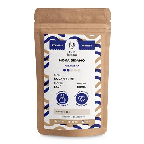 Café en grain Moka Éthiopie Sidamo fini l'amertume avec cet Arabica de spécialité 1kg