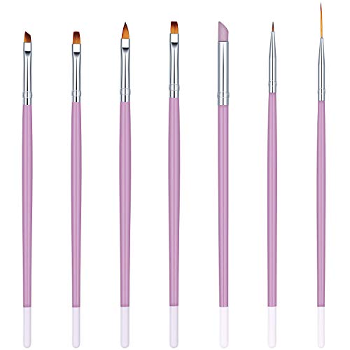 7 Pieces Nail Art Brush Kit, Including UV Gel Nail Painting Brushes Nail Liner Brushes and Dotting Drawing Brush Pen Tools for Nail Art Decorations