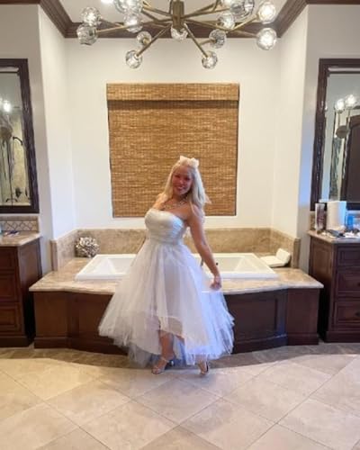 Rose In The Box High Low Tulle Skirt Lace Up Wedding Party Prom Cocktail Mesh Long Tulle Skirt For Women White thumb #2