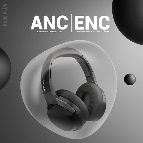 Image of ZEBRONICS Duke Plus, Wireless Over Ear Headphone with ANC, ENC, Gaming Mode, Dual Pairing, Rapid Charge, Upto 70* Hours Backup, Bluetooth v5.4, AUX, Comfortable Earcushion, Deep Bass (Black)