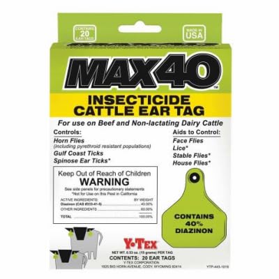 Y-Tex 21297070 MAX 40 Livestock Insecticide Ear Tag - Quantity 40