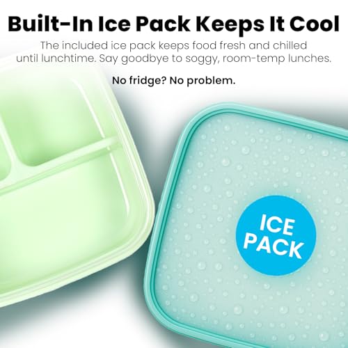 Image of Yoobi Star Wars X 2-Pack Grogu Bento Boxes & Ice Packs for Kids & Tweens - 3 Compartment Lunch Box, Dishwasher & Microwave Safe - BPA & PVC Free, Leakproof - 2 Boxes