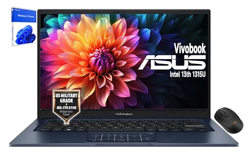 ASUS Laptop Vivobook de 14 polegadas - FHD (1920 * 1080) - Intel Core i3-1315U - 6 núcleos - Intel UHD Graphics - Câmera de privacidade - Dobradiça...