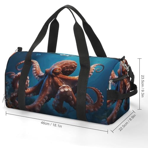 Mens Womens Gym Bag, Ocean Animal Octopus Print Duffle Bags,travel Gym Duffle Bag,garment Duffle Bag,gym Bag with Shoe Compartment2