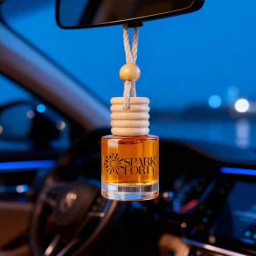Image of Night Car Air Freshener Hanging | Car Perfume, 0.27 fl oz (8 ml) | 30-Day Luxury Glass Diffuser | Creamy Florals, Soft Woods & Subtle Spice | Long-Lasting Woody Sweet Scent
