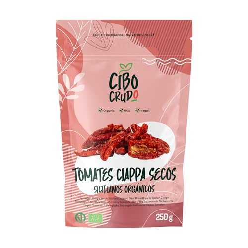 Tomate Seco Italiano y Bio - 250g. Tomates Secos Secados al Sol. Contiene Proteínas y Fibra. Tomates Secos Deshidratados. Tomate Natural.
