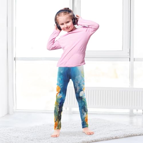 Toddler Girls Leggings Printed Yoga Pants Leggings Butterfly Yellow Flower for Kids4