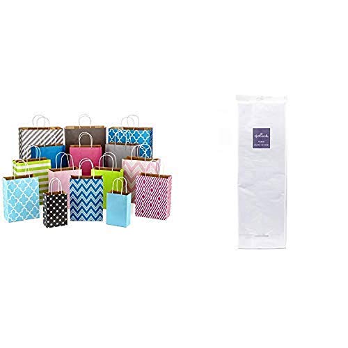 Hallmark Paper Gift Bag Assortment, Variety Pack of 15 and White Tissue Paper (8