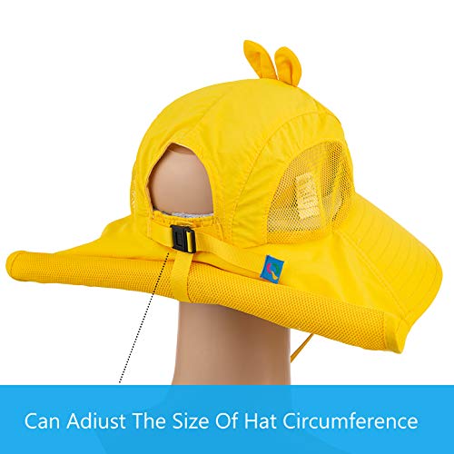 Image of Kids Sun Hat UPF 50+ Boy Girl Protection Hat Wide Brim Beach Hats with Mesh and Adjustable Chin Strap