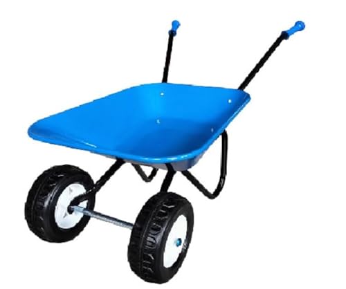 ASC New Child Kids Twin Wheel Wheelbarrow - Blue/Black - Toy, Play, Farm, Garden