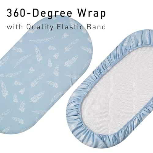 Image of Gllquen Baby Bassinet Sheets 4 Pack, Breathable Cozy Fitted Mattress Sheet | 32 inchx16 inch Soft Baby Sheets for Boys Girls, Compatible with Halo, Snoo, Uppababy, Universal fitted,Baby Gift,