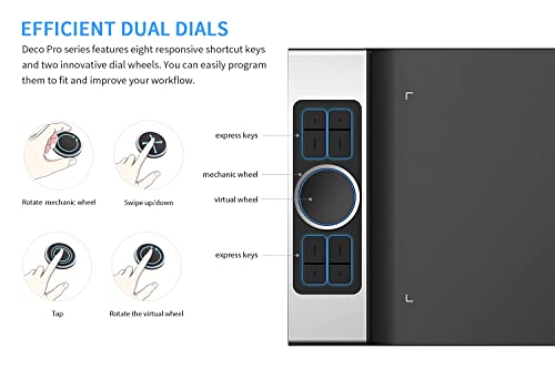XP-PEN Deco Pro SW Grafiktablett, Bluetooth oder 2,4 Wireless Zeichentablett (9'x5'), Stift-Tablett...