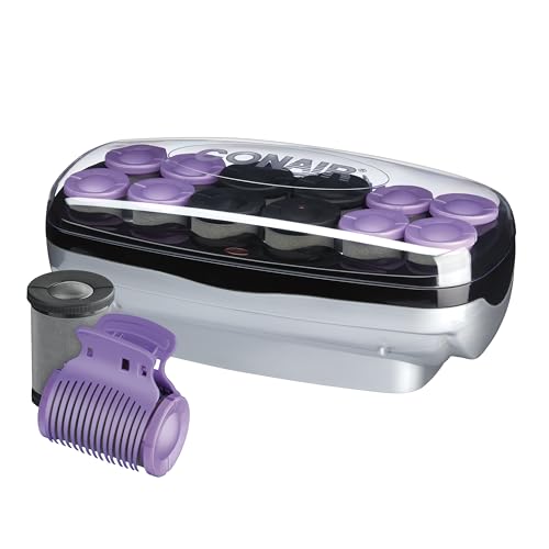 Conair Hot Rollers for Long, Medium & Short Hair, 12 Ceramic Flocked 1½-Inch and 1¾-Inch Heated Hair Rollers with Clips, Hot Curlers for Women, Volume & Curls, Amazon Exclusive