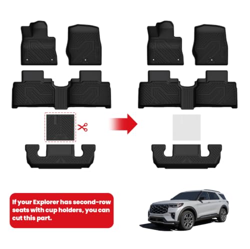 Image of LASFIT Floor Mats for Ford Explorer 2022-2026 2027 6 Seats with Cargo Liner