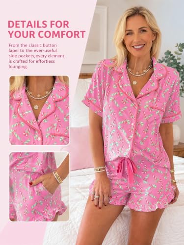 Image of KevaMolly Women Novelty Knotted Candy Cane Christmas Pajama Set