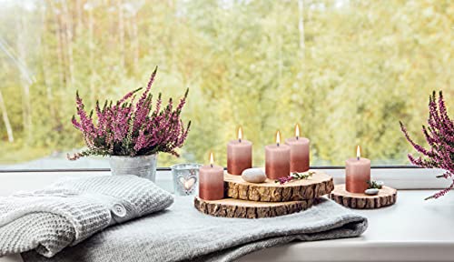 Bolsius 4 Pack Misty Pink/Amber Sunset Rustic Metallic Pillar Candles - 2.75 X 5 Inches - Fine European Quality - Natural Eco-Friendly Plant-Based Wax - Unscented Dripless Smokeless 60 Hour Candles #TOP7