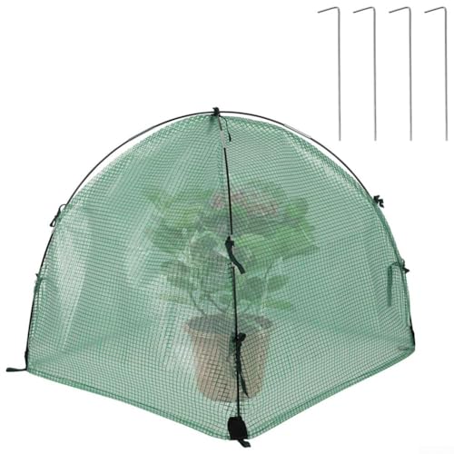 MeevrgR Mini cubierta de invernadero de 60 x 60 x 60 cm, protector de plantas transparente para invierno, 4 clavos de tierra incluidos, resistente a los rayos UV, impermeable y resistente al viento (B