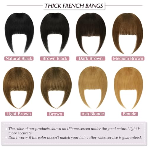 RUWISS Clip in Fringe 100% Human Hair Clip in Bangs Thick Bangs Fringe with Temples Fringe Extensions Clip in Hair for Women Bangs Hairpieces for Daily Wear(Natural Black) - Image 4