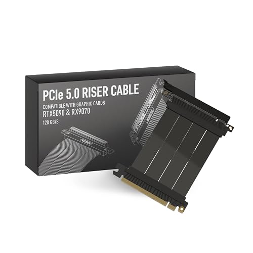 Image of LINKUP - AVA5 PCIE 5.0 Riser Cable | RTX5090 RX9070 GPU Ready | x16 128GB /s Speed | Compatible with PCIe 4.0 & WRX80 /WRX90E | Straight, Black 5cm (Total Length 9cm)