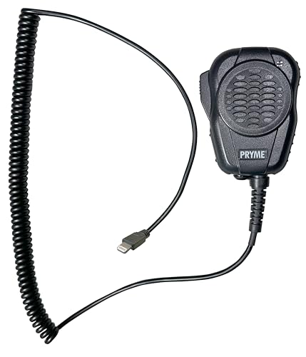 PRYME® SPM-4200-LI Storm Trooper™ Heavy Duty Amplified Speaker Microphone for CellPhones with Coil Cable and Lightning Compatible Connector Fits iPhones and iPads
