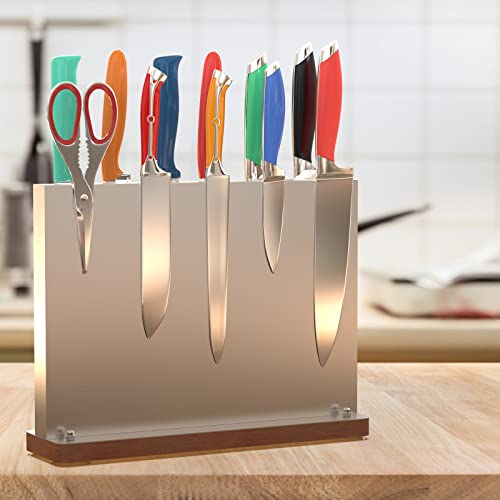 Magnetic Knife Block Holder Stainless Steel Knife Block Without Knives Powerful Double Side Kitchen Knife Holder #TOP1