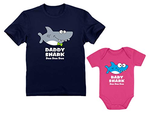 Baby Shark Bodysuit & Daddy Shark T-Shirt Doo Doo Doo Funny Set Newborn