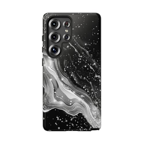Coque Galaxy S25 Ultra motif abstrait noir et blanc brillant pour protection antichoc élégante