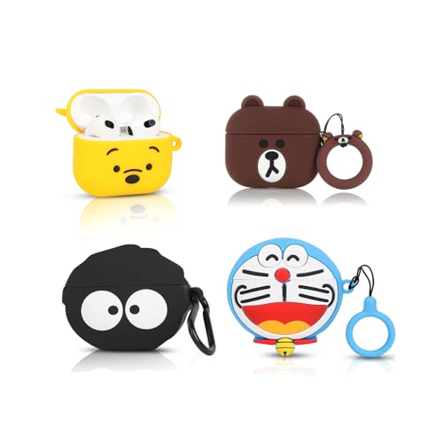 - Custodia protettiva per auricolari AirPods di terza generazione 2022 custodia silicone con simpatico design in stile cartone animato per 3 con moschettone B+W+F+A