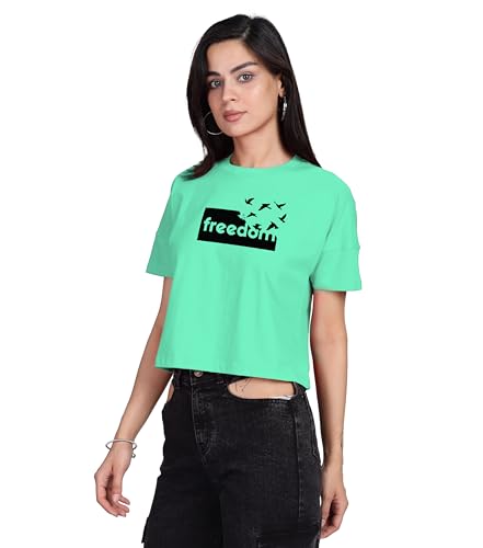 Image of SHODOX Women's 100% Cotton Regular Fit Printed Half Sleeve T Shirt Casual Summer Wear Soft Breathable Top Daily Comfort Style