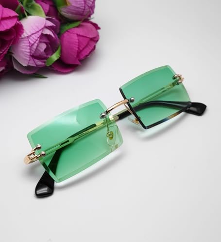 Image of Rectangle Sunglasses for Women Men Fashion Retro Rimless Frameless Tinted Lens Sun Glasses Shades 2026 Stylish