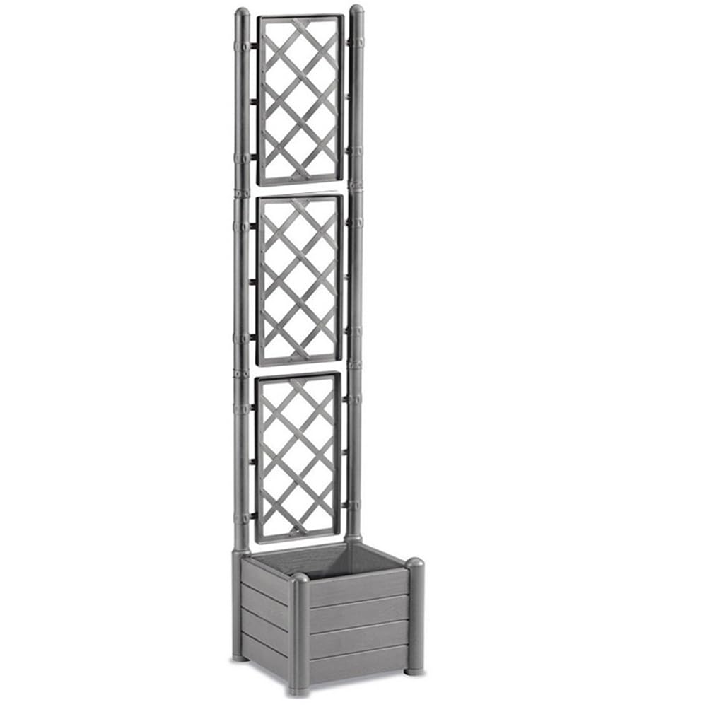 Fioriera grigia con vaso rettangolare o quadrata Spalliera Grigliata separe' alta cm 195 graticola rampicante per piante e fiori separatore per Esterni grigio chiaro (quadrata 43x43)