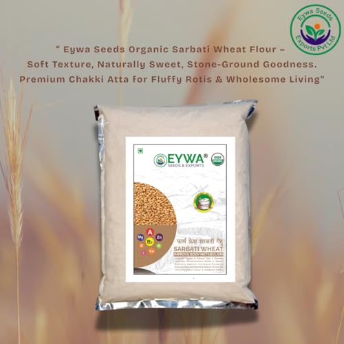 Image of Eywa Seeds & Exports Pvt Ltd Organic Sharbati Wheat Flour (1 Kg) For Eating And Cooking | Sarbati Gehu Atta | Produce Of India From Organic Farms