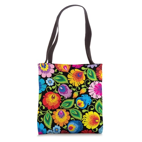 Bolso tote con patrón tradicional polaco 'Lowickie Wycinanki' miniatura 1