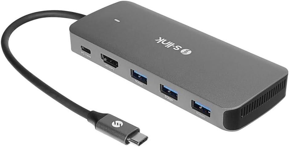 S-link SWV-USBC036 6'sı 1 Arada USB-C Hub, HDMI 4K, USB 3.0, PD 3.0 Hızlı Şarj, USB-C 3.1 M.2 SSD Okuyucu, Metal Gövde Type-C Çoklayıcı Adaptör, Laptop ve MacBook Uyumlu