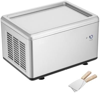Happybuy Fried Ice Cream Roll Machine, 12.6" x 8.5" Pan, Stainless Steel Maker with Compressor and 2 Scrapers for Delicious Ice Cream, Yogurt, and Rolls