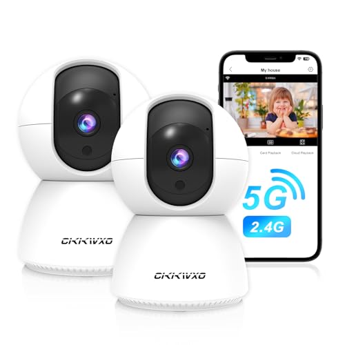 CiKiKWXO 2 Pezzi Telecamera WiFi Interno 2K 3MP – Videocamera Sorveglianza con Pan/Tilt, 2.4/5GHz Doppia Banda, Rilevamento Movimento, Notifiche in Tempo Reale, Visione Notturna, Audio Bidirezionale​