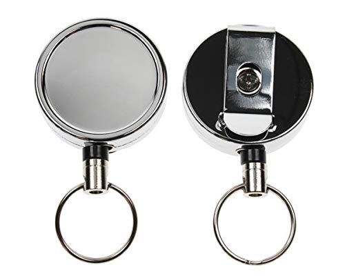 Chrome Retractable Badge Reels with Key Ring and Belt Clip - Pack of 100