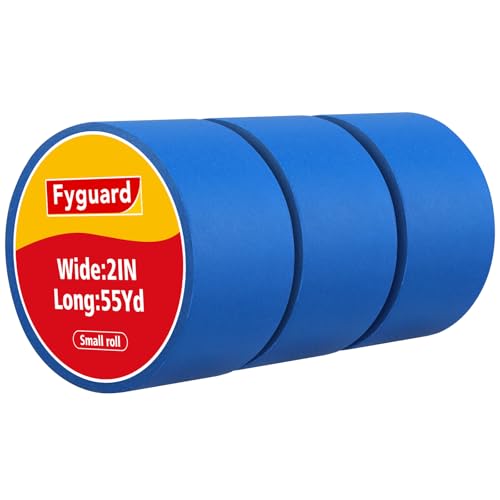 Image of 3 Rolls Blue Painters Tape 2inch Wide Painters Tape Bulk Blue Masking Tape for Wall Painting Edge Treatment DIY Crafts Packaging, 1.89IN x 55Yd x 3 Rolls Small Roll