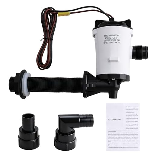 YaeMarine 12V 800gph Livewell Baitwell Pumps Live Bait Tank Aerator Pump Submersible Cartridge Boat Bilge Pump