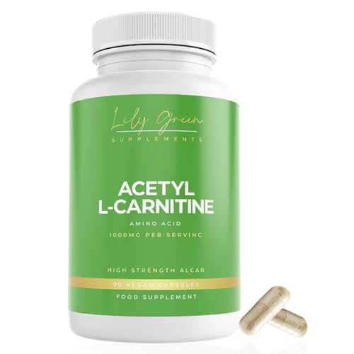 Lily Green Acetyl l Carnitine Capsules | 1000mg Per Serving Acetyl-l-Carnitine Nutritional Supplements | High Strength ALCAR | Non-GMO & No Artificial Fillers | 90 Vegan Capsules | Made in UK