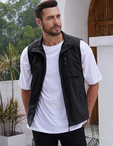 Image of Gihuo Men's Fishing Vest Utility Vest Casual Outdoor Quick Dry Safari Travel Golf Vest Work Vest