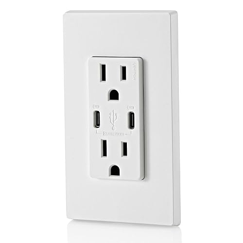 Miniatura 3 de Leviton T5637-W 30W (6A) USB Dual Tipo-CC Cargador de pared con salida resistente a manipulaciones de 15A, cargador USB para teléfonos inteligentes
