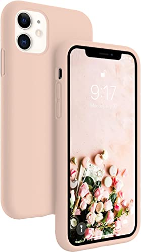 Image of VONZEE Microfiber Candy Liquid Silicone Shockproof Slim Back Cover Compatible for iPhone 11 6.1 inch, (Pink)