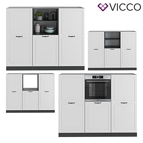 Vicco Küchenzeile Einbauküche Küchenschränke R-Line Landhaus Küchenmöbel (Anthrazit-Weiß, Block 180 cm) - Image 8