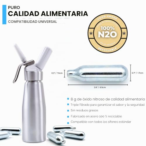 Miniatura 2 de Ico Cargas Sifon Para Espumas Cocina, 10 Unidades, 8g N2o Oxido Nitroso Para Sifon Cocina De Nata Profesional