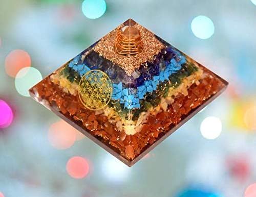 Image of Seven Chakra Shree Yantra Crystal Pyramid (2 Inch) | Vastu Correction | Crystal Pyramid for Positive Energy, Meditation, Health, Good Luck | Home & Office Decor
