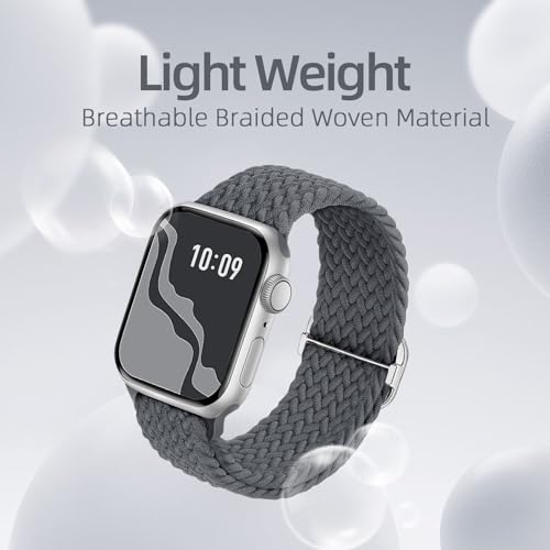 Image of 4 Pack Braided Stretchy Bands Compatible with Apple Watch 40mm 41mm 38mm 42mm 44mm 45mm 46mm 49mm Women Men, Breathable Nylon Elastic Daily Use Straps for iWatch Series 11 /10 9 8 7 6 5 4 3 SE /Ultra 2